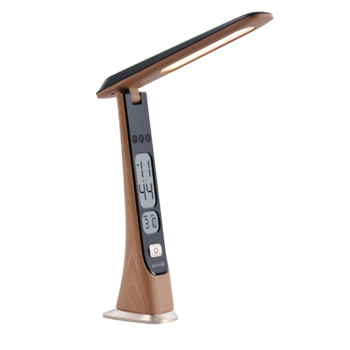 Snug LED Desk Lamp With Clock - Wood (SNLMP-DSKCLK-WD)