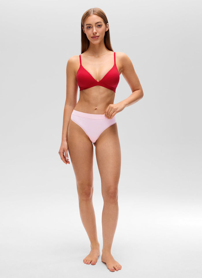 CRZ YOGA Softhold Womens Double Lined Wireless Triangle Bralette Lipstick Red