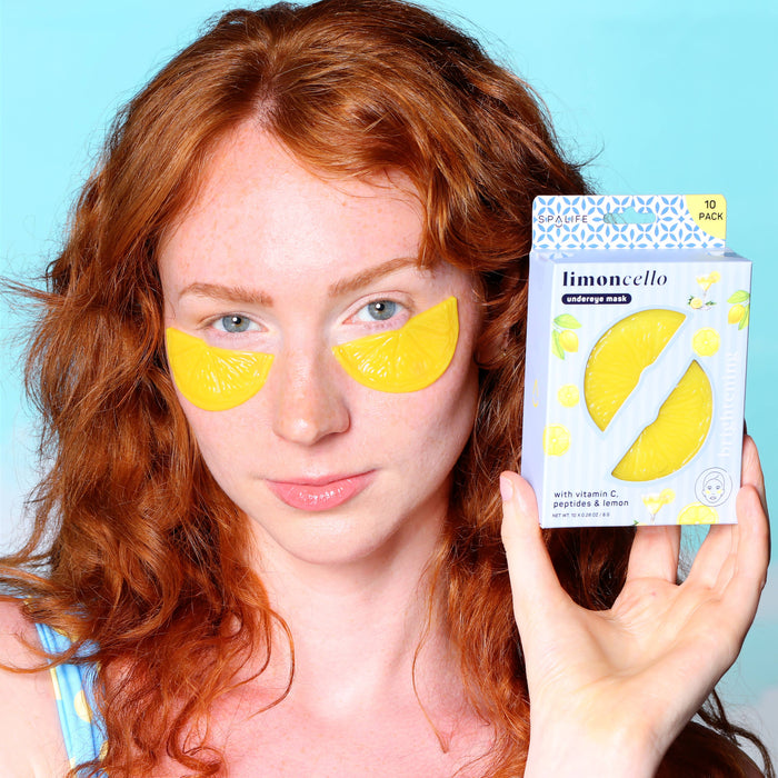 SpaLife Limoncello Brightening Eye Patches – Vitamin C & Peptide Under Eye Masks (10 Pack)