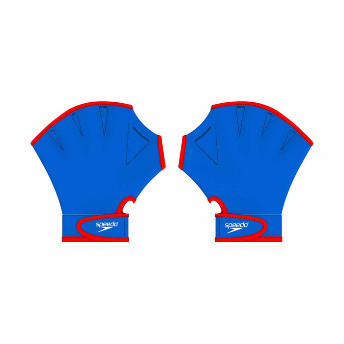 Speedo Aquatic Fitness Swim Gloves in blue and white, designed for water exercise and aquatic training.