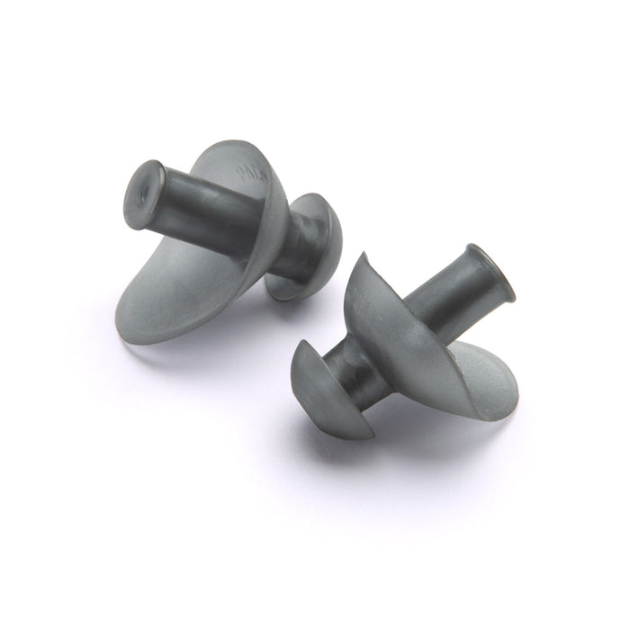 Grey Speedo Ergo Earplugs designed for comfortable ear protection, shown in a close-up image.