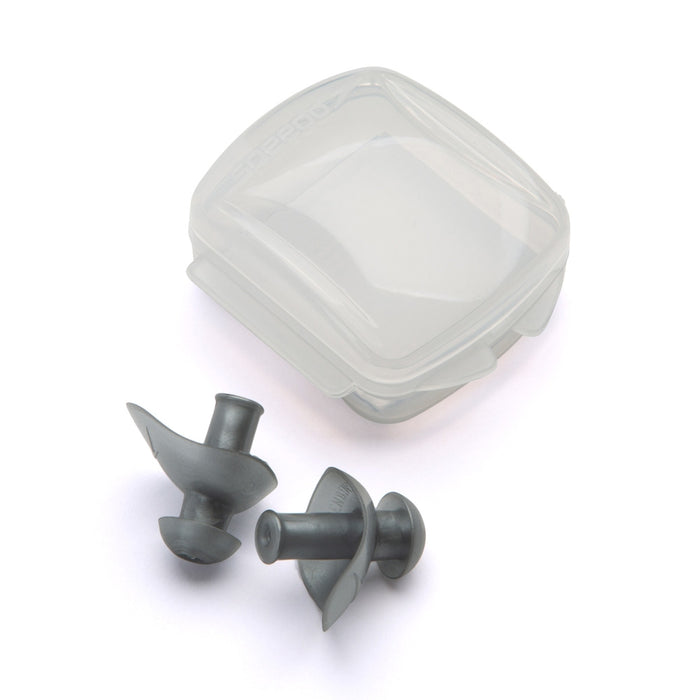 Grey Speedo Ergo Earplugs designed for comfortable, secure fit to protect ears during swimming or water activities.