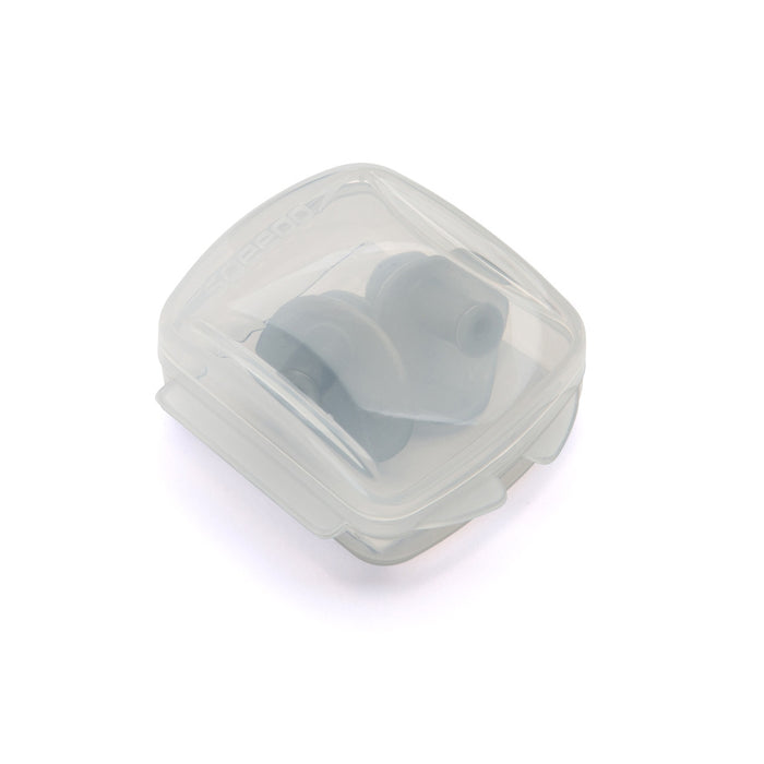 Grey Speedo Ergo Earplugs for swimming, soft silicone ear protection designed to reduce water entry and improve comfort.