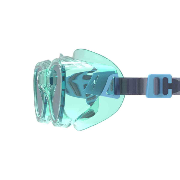 Speedo Futura Hydrospex green swimming goggles with adjustable strap and clear lens for comfortable underwater vision.