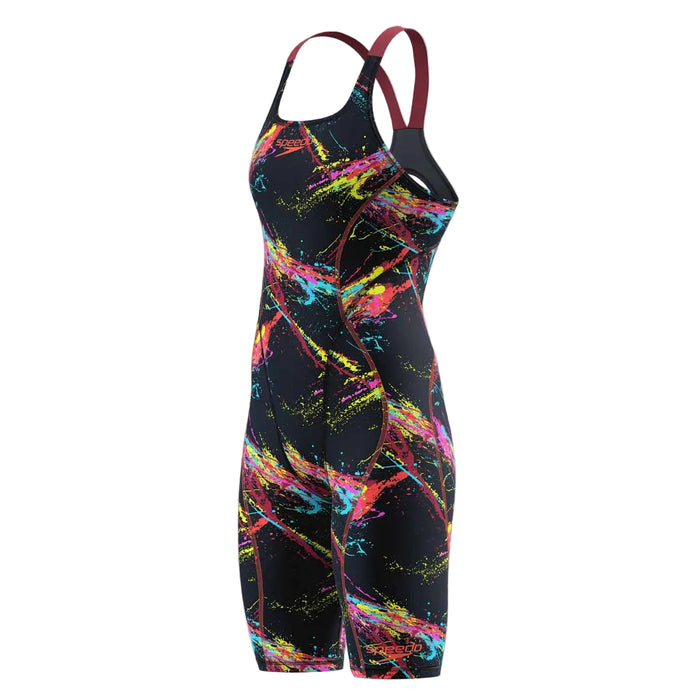 Speedo Girls Fastskin HyperSpark Printed Openback Kneeskin - Electric Strata Ml