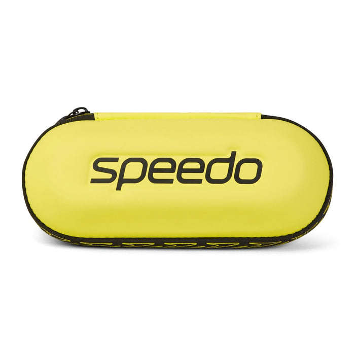 Speedo goggles storage case in safety yellow, durable protective case for storing and organizing Speedo swimming goggles.