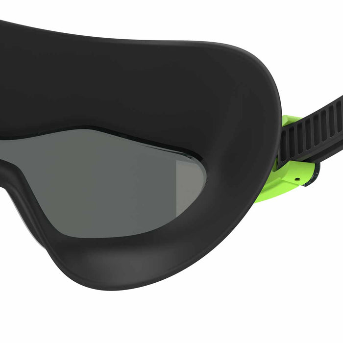Black Speedo Hydrosity swim goggles with adjustable straps and clear lenses for comfortable underwater swimming.