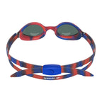 Junior Speedo Hyper Flyer Mirror goggles in navy, red, and silver with reflective lenses for swimming.