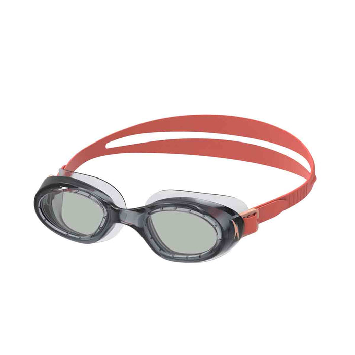 Speedo Junior Futura Hydrospex goggles in black, featuring adjustable straps and clear lenses for swimming comfort.