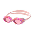 Pink Speedo junior Futura Hydrospex printed goggles with adjustable strap and clear lenses for swimming and water sports.