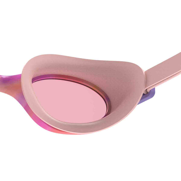 Pink Speedo Junior Futura Hydrospex printed goggles designed for kids, featuring a sleek, colorful swim goggle with adjustable straps.