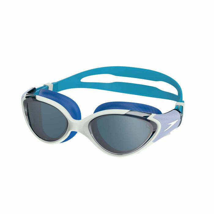 Speedo Women's Biofuse 2.0 Mirror Goggle in green, swimming goggles with reflective lenses and adjustable strap for comfortable fit.