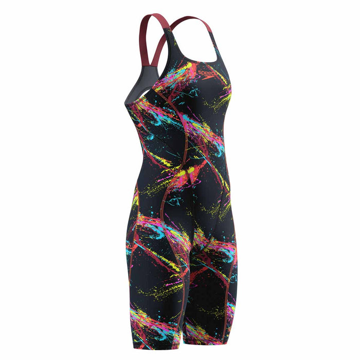 Speedo Womens Fastskin HyperSpark Printed Openback Kneeskin - Electric Strata Ml