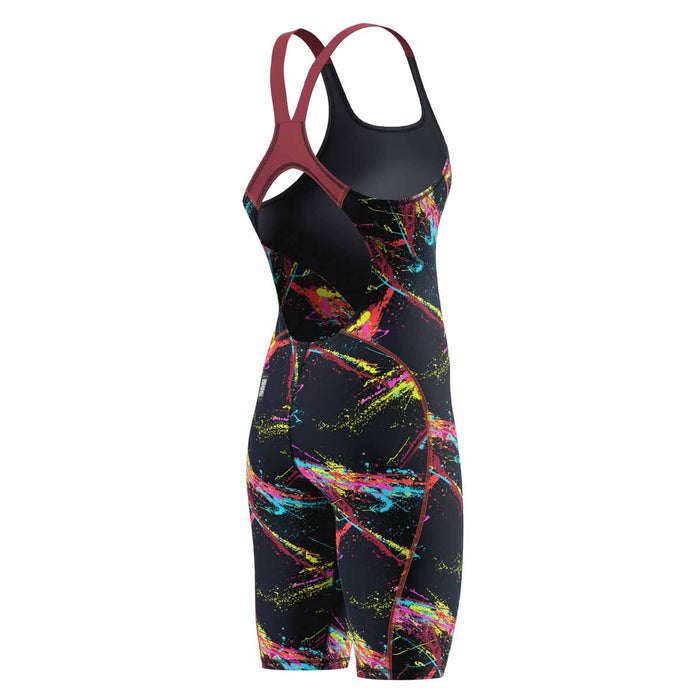 Speedo Womens Fastskin HyperSpark Printed Openback Kneeskin - Electric Strata Ml