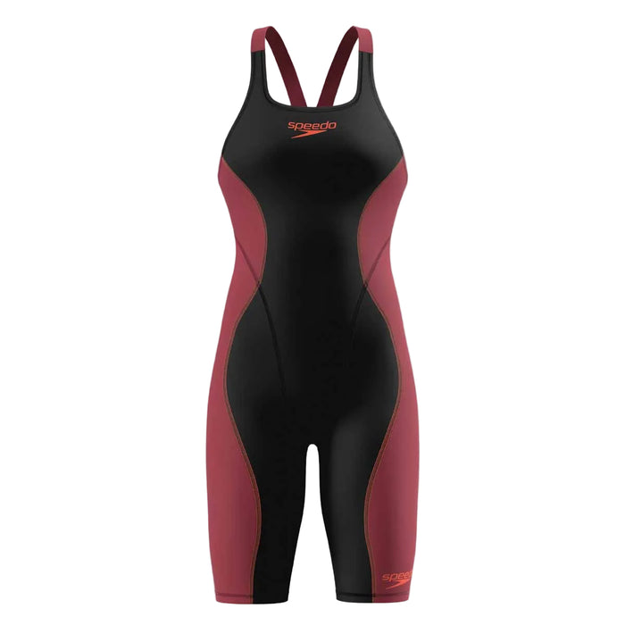 Speedo Womens Fastskin HyperSpark Solid Openback Kneeskin - Black/Regal Red Ml