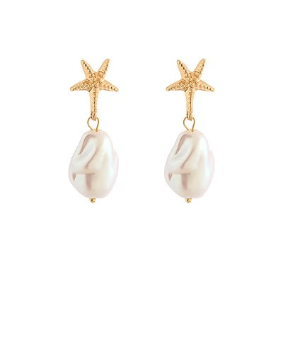 Starfish Pearl Drop Earrings