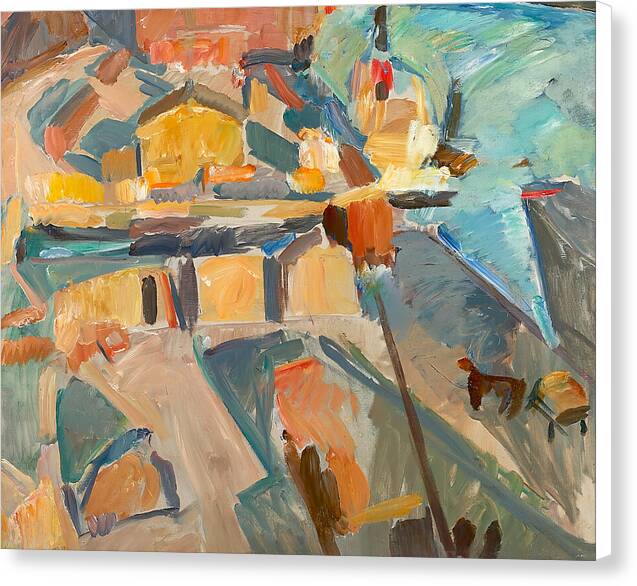 Street Scene near a Harbor - Canvas Print