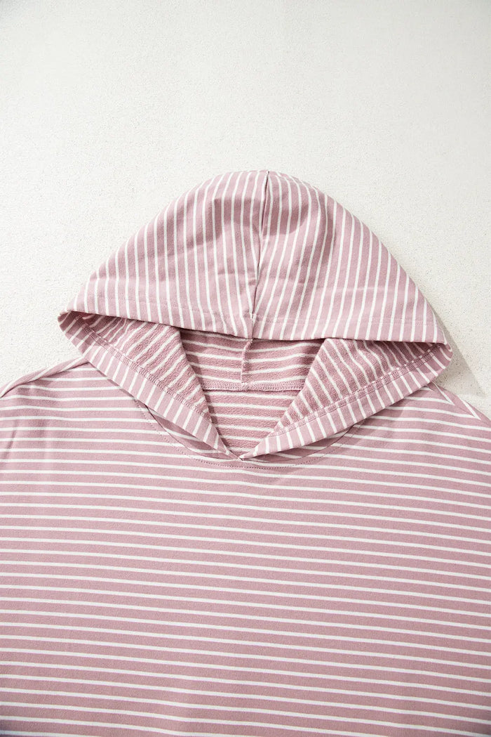Stripe Thumbhole Side Slits Drop Shoulder Loose Fit Hoodie - Tops/Sweatshirts & Hoodies