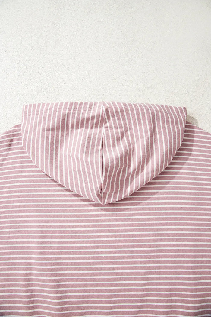 Stripe Thumbhole Side Slits Drop Shoulder Loose Fit Hoodie - Tops/Sweatshirts & Hoodies