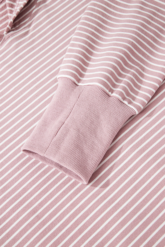 Stripe Thumbhole Side Slits Drop Shoulder Loose Fit Hoodie - Tops/Sweatshirts & Hoodies