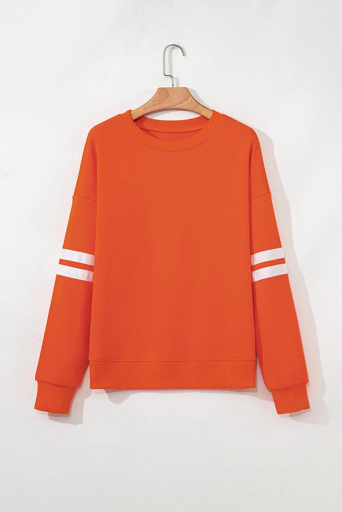Striped Detail Drop Shoulder Oversized Sweatshirt - Tops/Sweatshirts & Hoodies