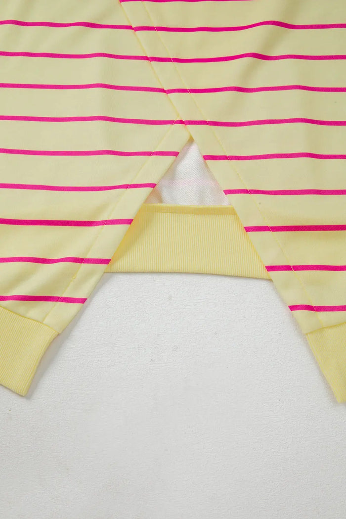 Striped Overlap Detail Drop Shoulder Pullover Sweatshirt - Tops/Sweatshirts & Hoodies