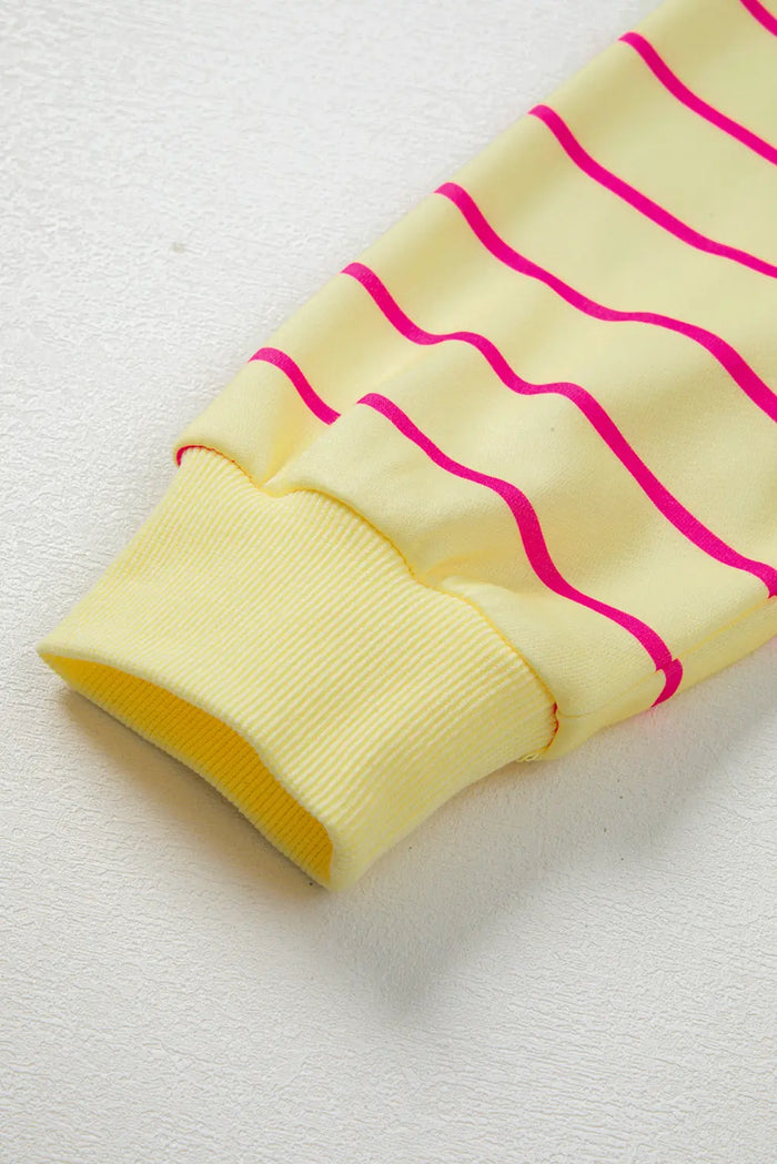 Striped Overlap Detail Drop Shoulder Pullover Sweatshirt - Tops/Sweatshirts & Hoodies