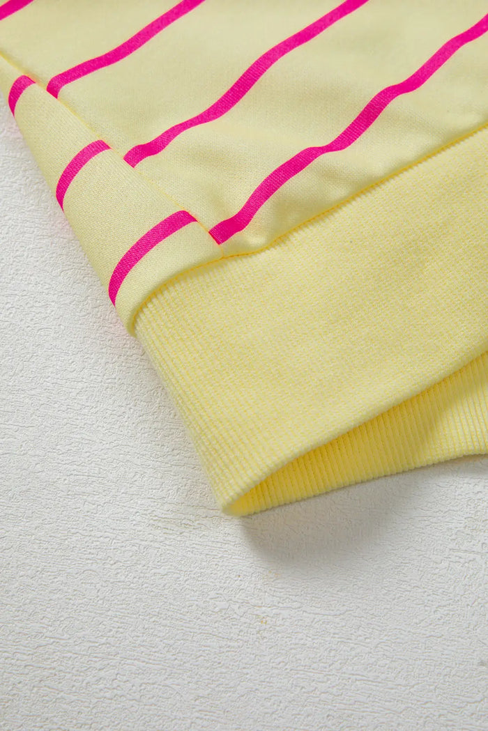 Striped Overlap Detail Drop Shoulder Pullover Sweatshirt - Tops/Sweatshirts & Hoodies