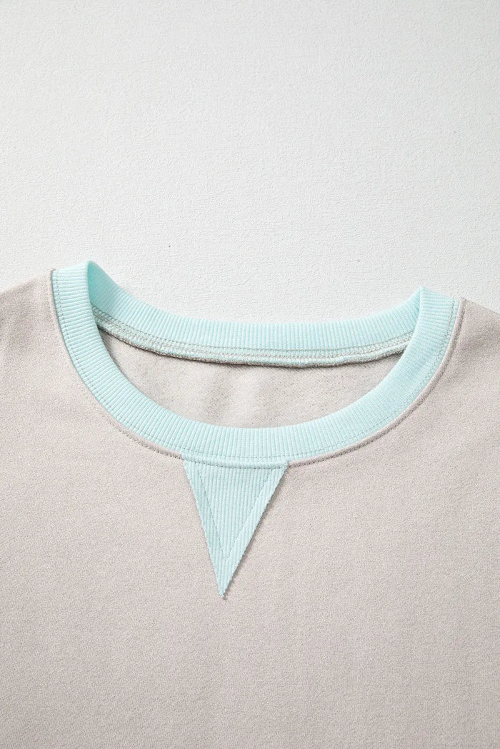 Striped Patchwork Drop Shoulder Sweatshirt - Tops/Sweatshirts & Hoodies