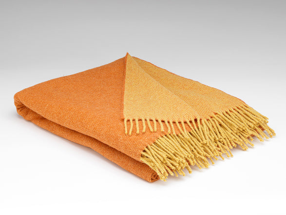 Sunset Orange Reversible Merino Wool Throw