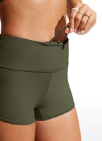 CRZ YOGA Women's Swimwear Bottoms High Waisted Swim Shorts 3'' Dark Olive