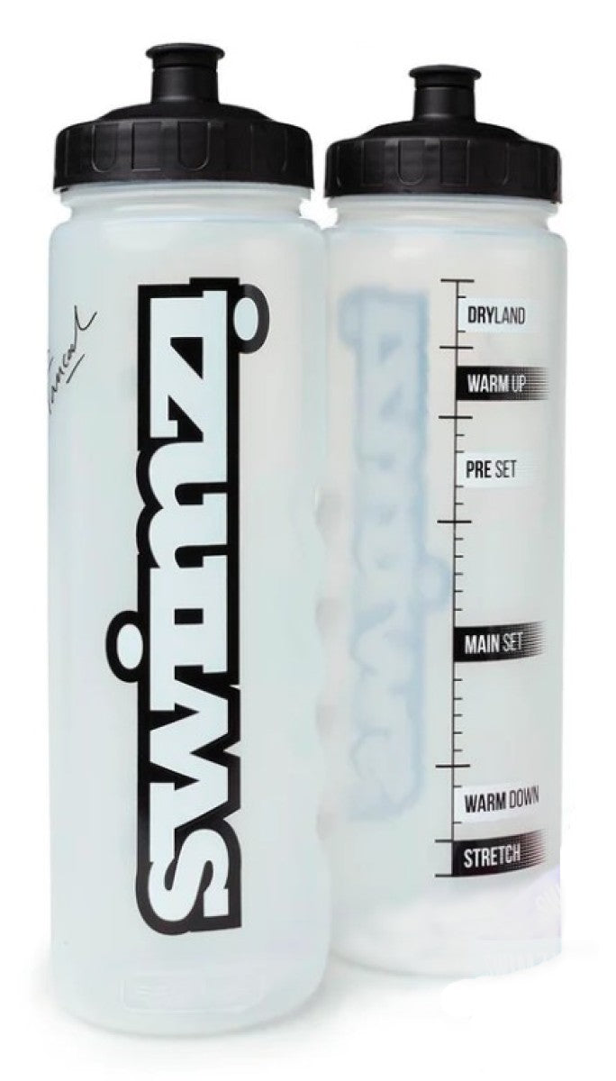 Swimzi Build-A-Bottle 1L bundle showing a single clear plastic hydration bottle with a screw-on lid.