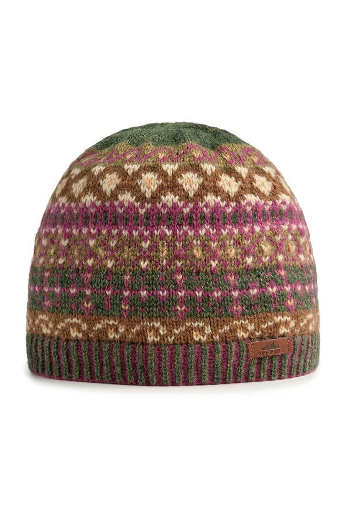 Swimzi Burra Fern beanie hat in multicolor, cozy knit hat with fern pattern, perfect for cold weather accessories.