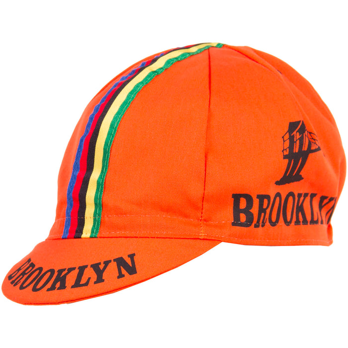 Team Brooklyn Cap - World Champion Stripe by Giordana Cycling, ORANGE, Made in Italy