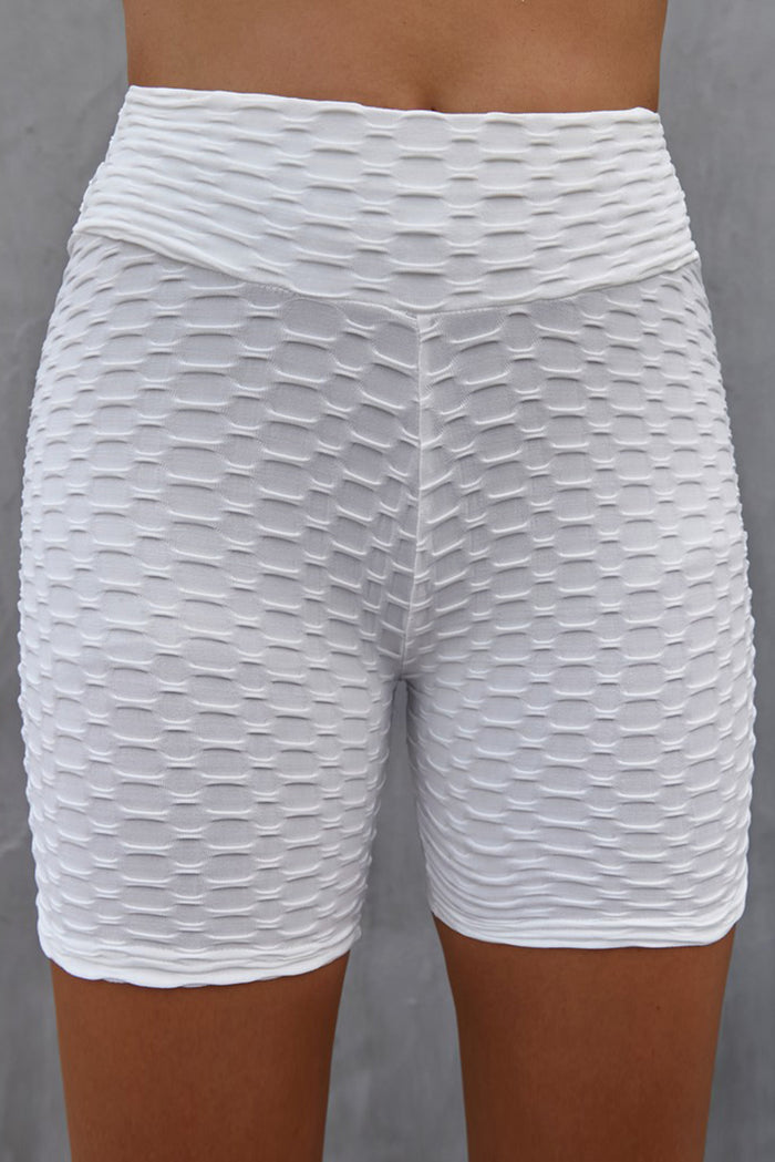 Textured High Waisted Biker Shorts - Madikfashions.com