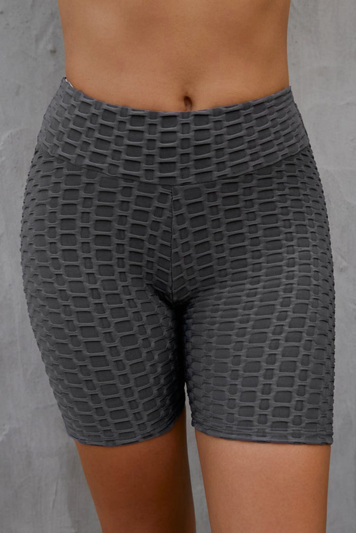 Textured High Waisted Biker Shorts - Madikfashions.com