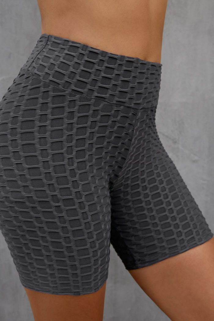 Textured High Waisted Biker Shorts - Madikfashions.com