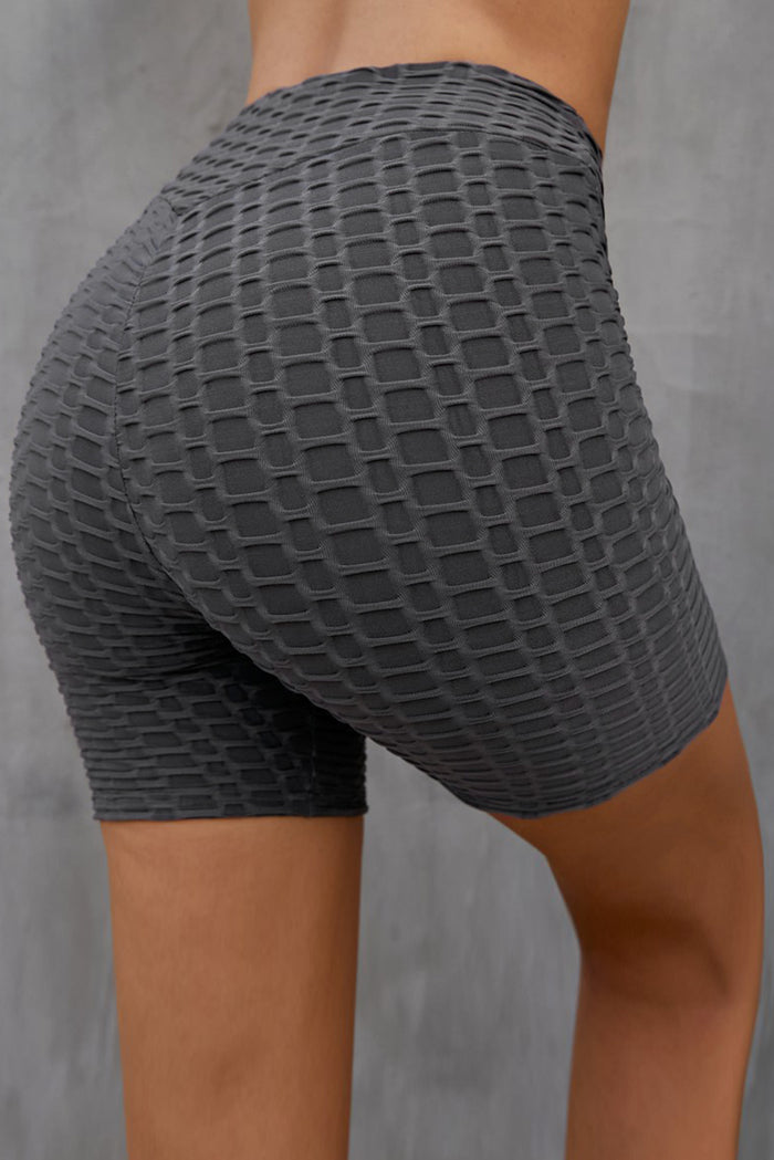 Textured High Waisted Biker Shorts - Madikfashions.com