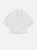 The Eyelet Billow Sleeve Shirt -- White
