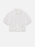 The Eyelet Billow Sleeve Shirt -- White