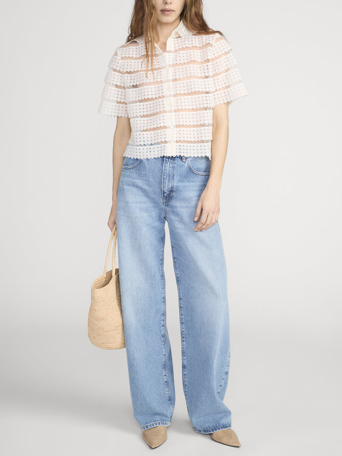 The Lattice Crochet Blouse -- Cream