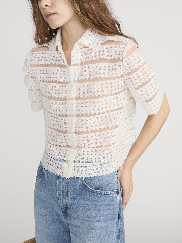 The Lattice Crochet Blouse -- Cream