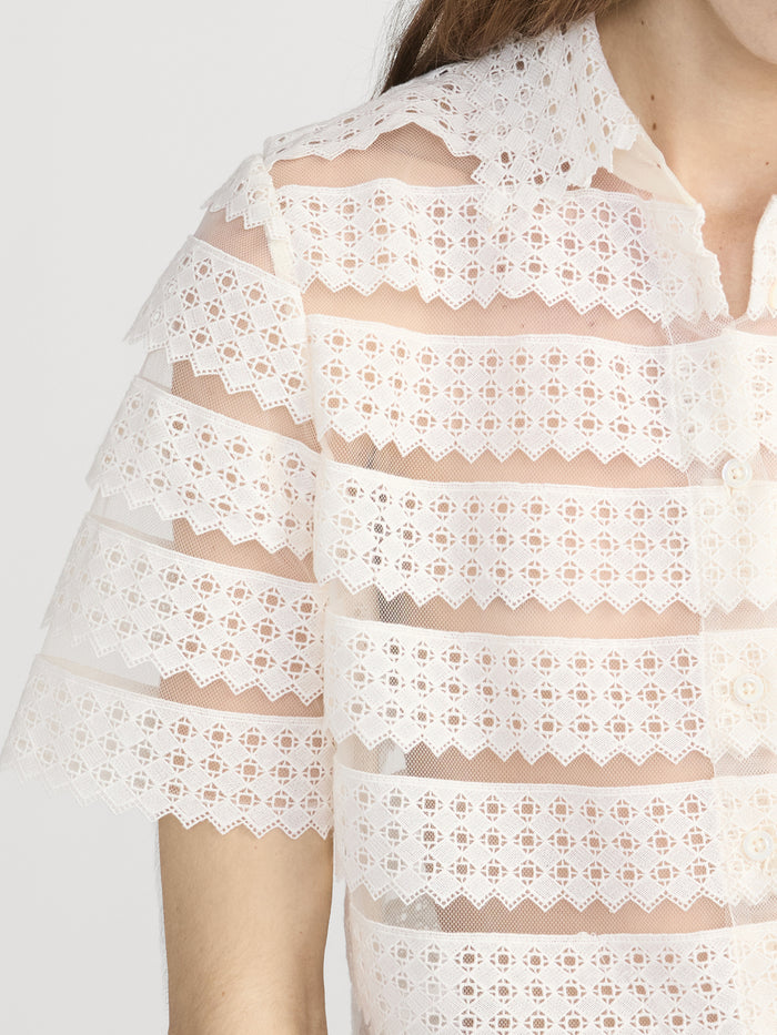 The Lattice Crochet Blouse -- Cream