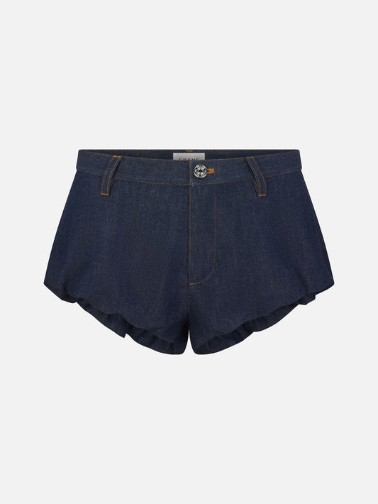 Denim short front pack shot