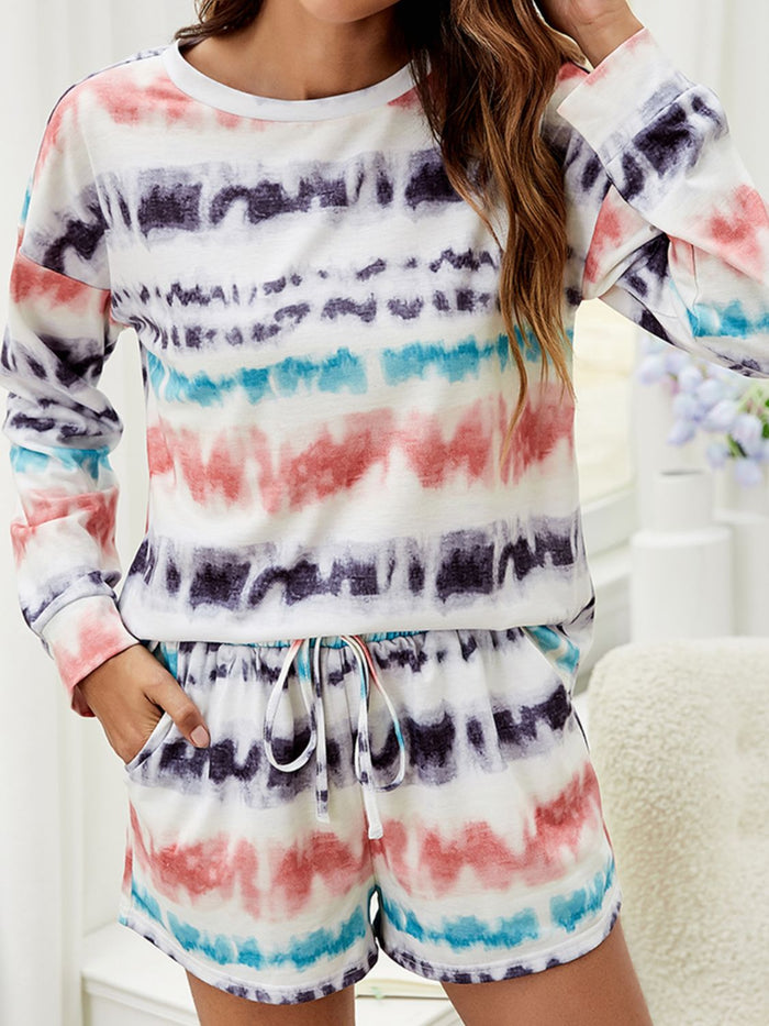 Tie-Dye Dropped Shoulder Lounge Set - Madikfashions.com
