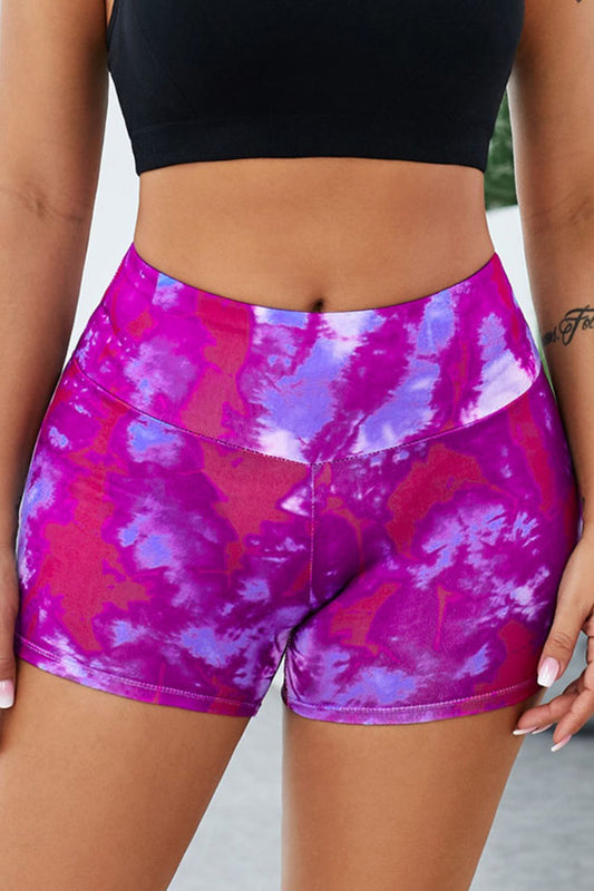 Tie-Dye Wide Waistband Yoga Shorts - Madikfashions.com