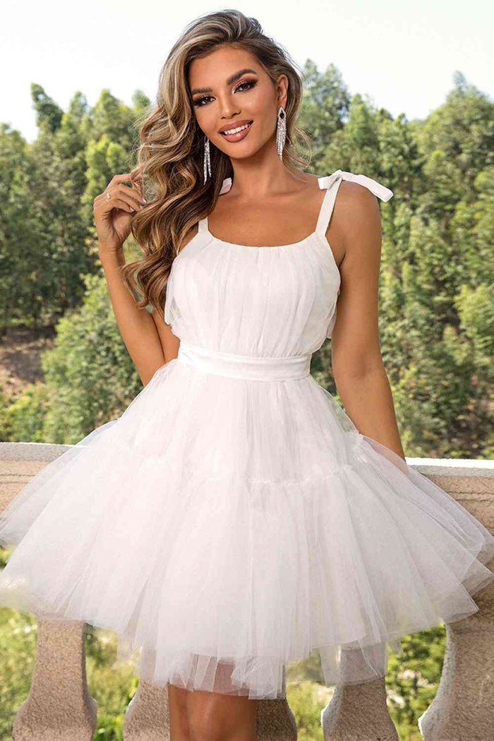 Tie-Shoulder Mesh Dress - Madikfashions.com