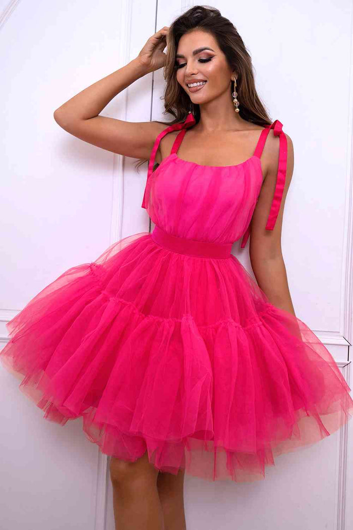 Tie-Shoulder Mesh Dress - Madikfashions.com