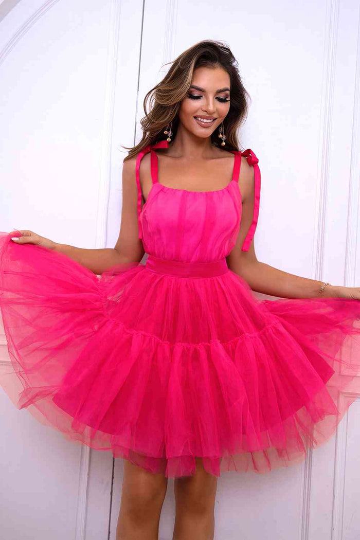 Tie-Shoulder Mesh Dress - Madikfashions.com