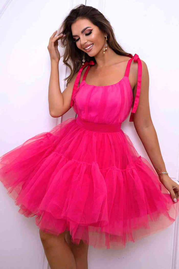 Tie-Shoulder Mesh Dress - Madikfashions.com